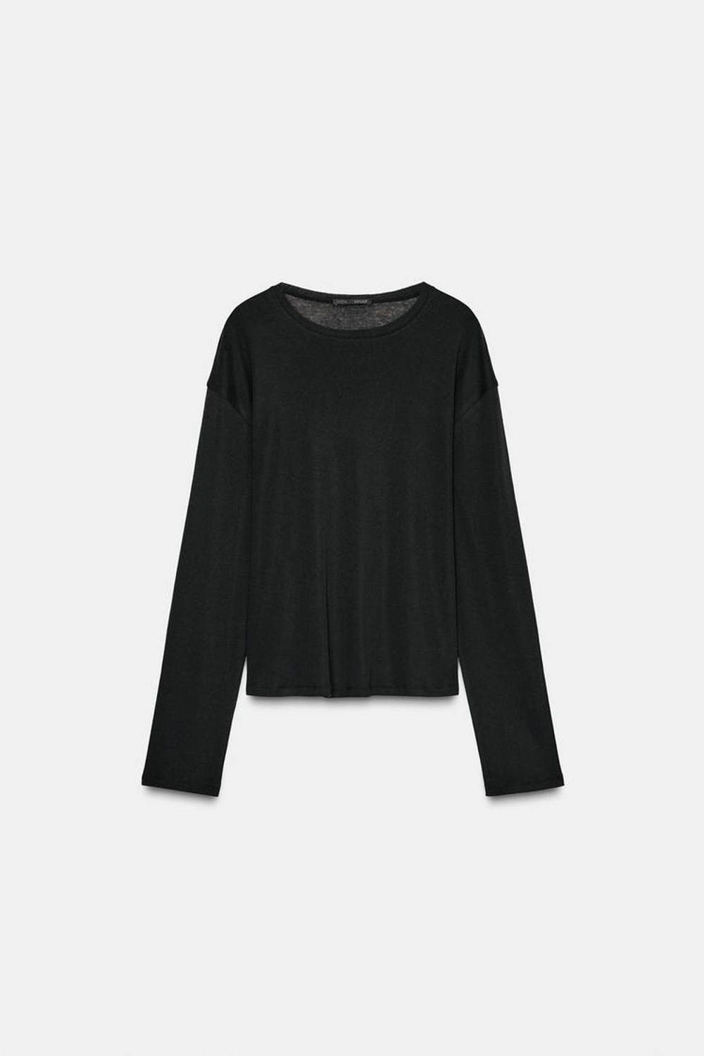 ZARA ФУТБОЛКА ОВЕРСАЙЗ ИЗ ХЛОПКА SUPIMA®, ЧЕРНЫЙ