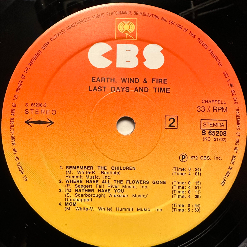 Earth, Wind & Fire - Last Days And Time (Голландия)
