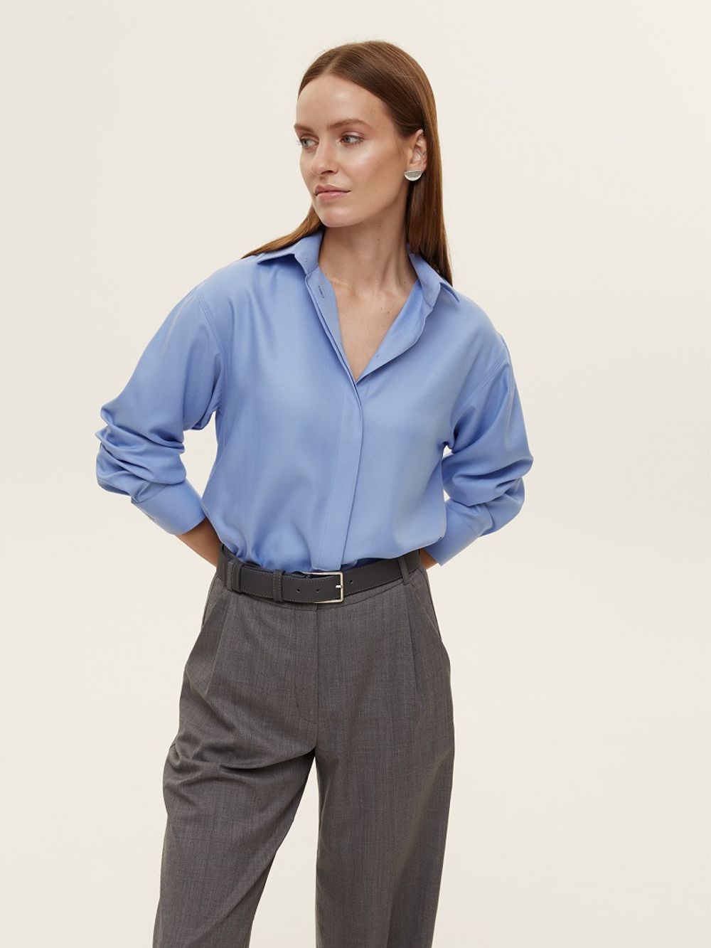 Рубашка Хельсинки голубая вискоза