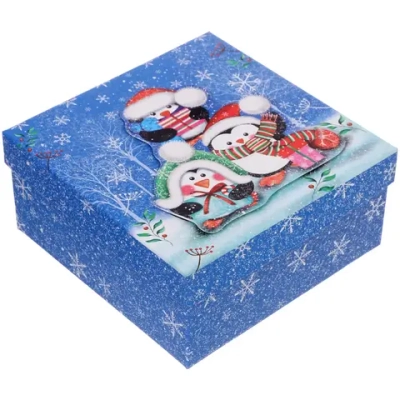 Коробка подарочная «Веселые пингвинята» 18*18*8,5 см