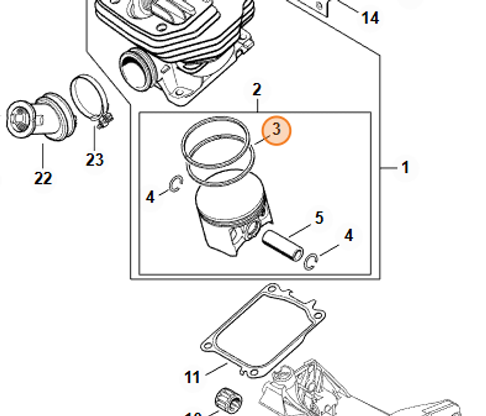 Компрессионное поршневое кольцо Ø 54 x 1,2 мм HSH6605412 Farmertec для бензопилы Stihl MS 661 (артикул STIHL 11440343002)