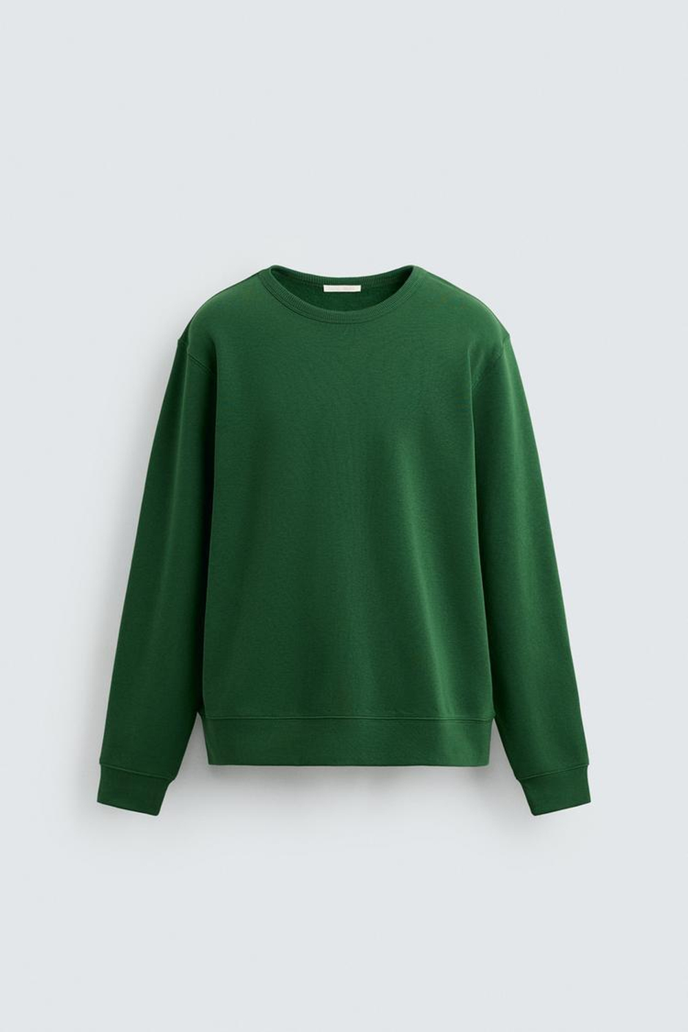 ZARA БАЗОВАЯ ТОЛСТОВКА С КРУГЛЫМ ВЫРЕЗОМ, ЗЕЛЕНЫЙ