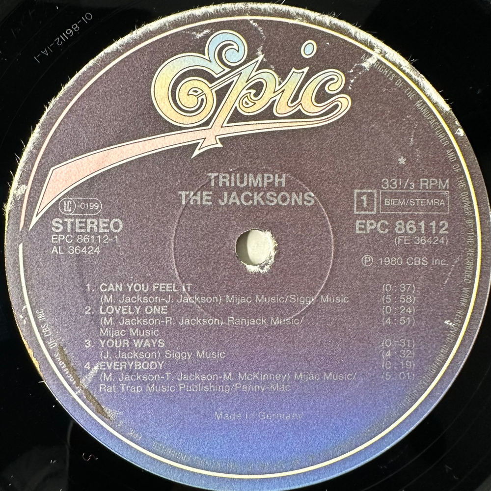 The Jacksons ‎– Triumph (Европа 1980г.)