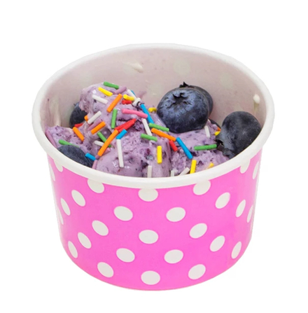 Креманка 125 мл бумажная Complement d=75 мм розовая в белый горошек