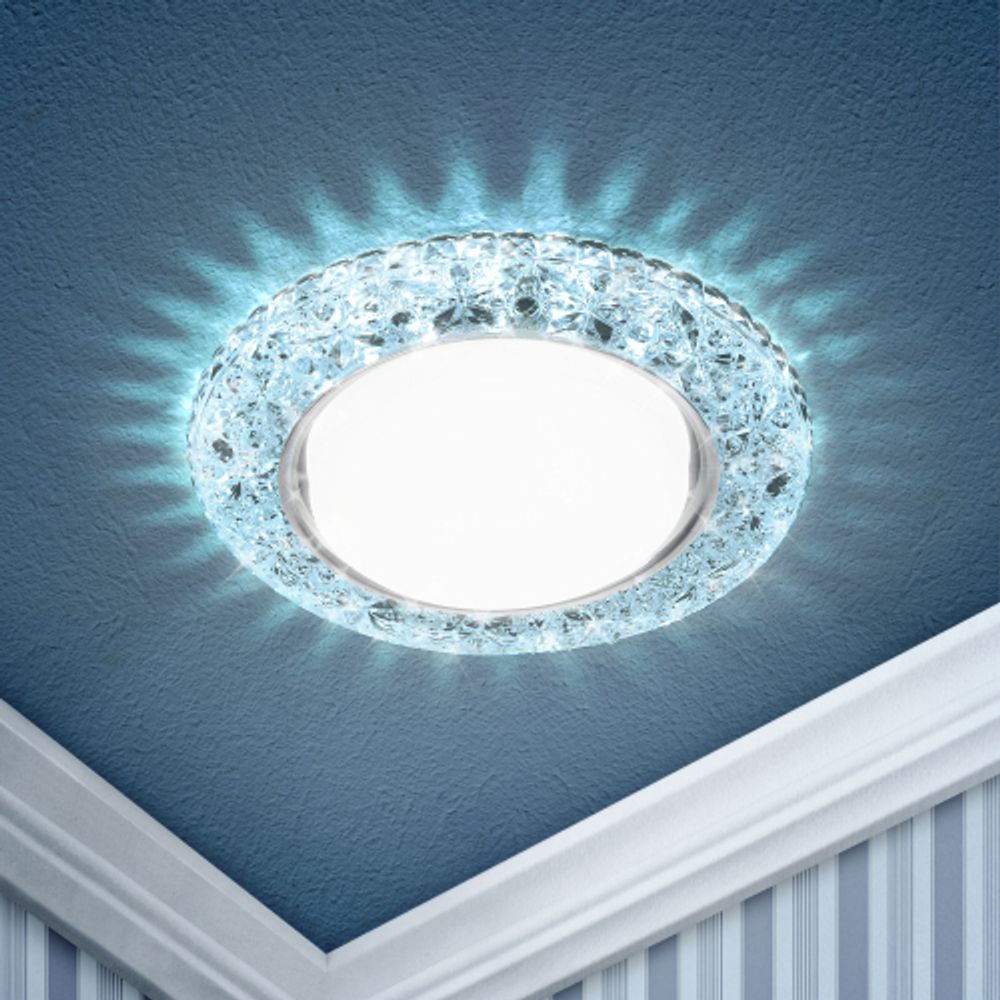 DK LD25 BL/WH Светильник ЭРА декор cо светодиодной подсветкой Gx53, голубой | Встраиваемые LED светильники