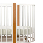 Кровать детская "София" NEW 6в1 круг-овал с универсальным маятником белый-натуральный