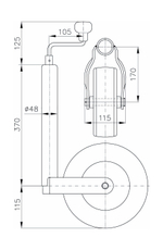 Колесо опорное для прицепа ST 48-225 SB 150 кг WINTERHOFF