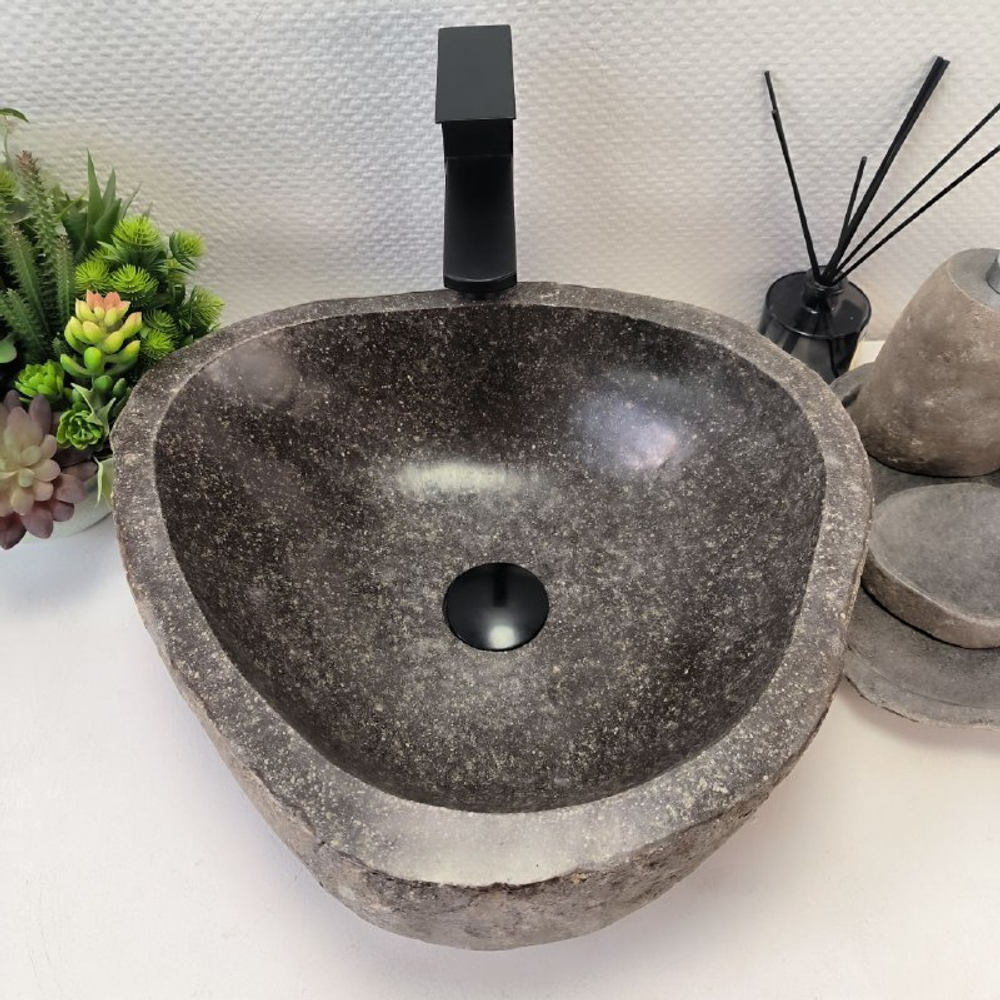 Каменная раковина из речного камня RS-63346 (44*40*15) 0122