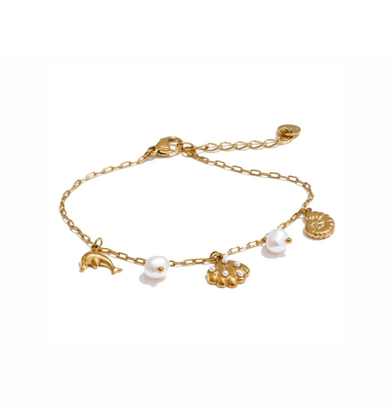 Анклет в цвете золото ракушки