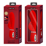 Красный вибратор-кролик с рёбрышками Prescott - 20 см.