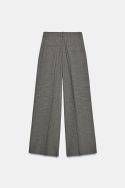 ZARA БРЮКИ В КЛЕТКУ С ЗАЩИПАМИ — ZW COLLECTION, БЕЖЕВЫЙ