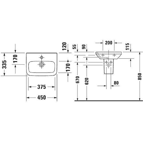 Раковина Duravit Durastyle 45 0708450000 Белая