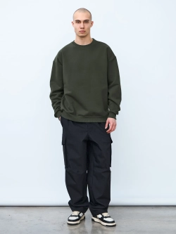 Свитшот оверсайз, с начесом (хаки)