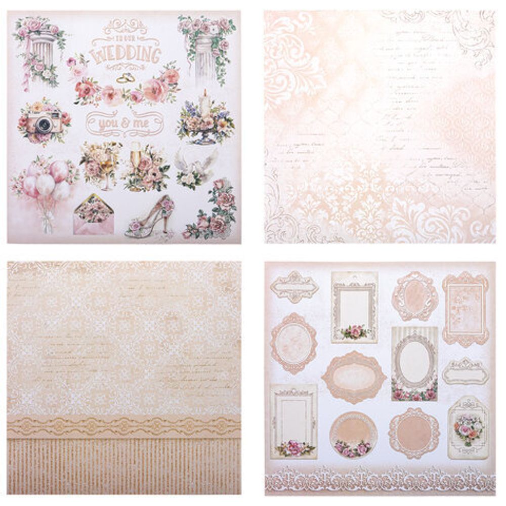 Бумага для скрапбукинга 30х30 см "Свадебный", двусторонняя, 12 листов, 180 г/м2, ОСТРОВ СОКРОВИЩ, 665435