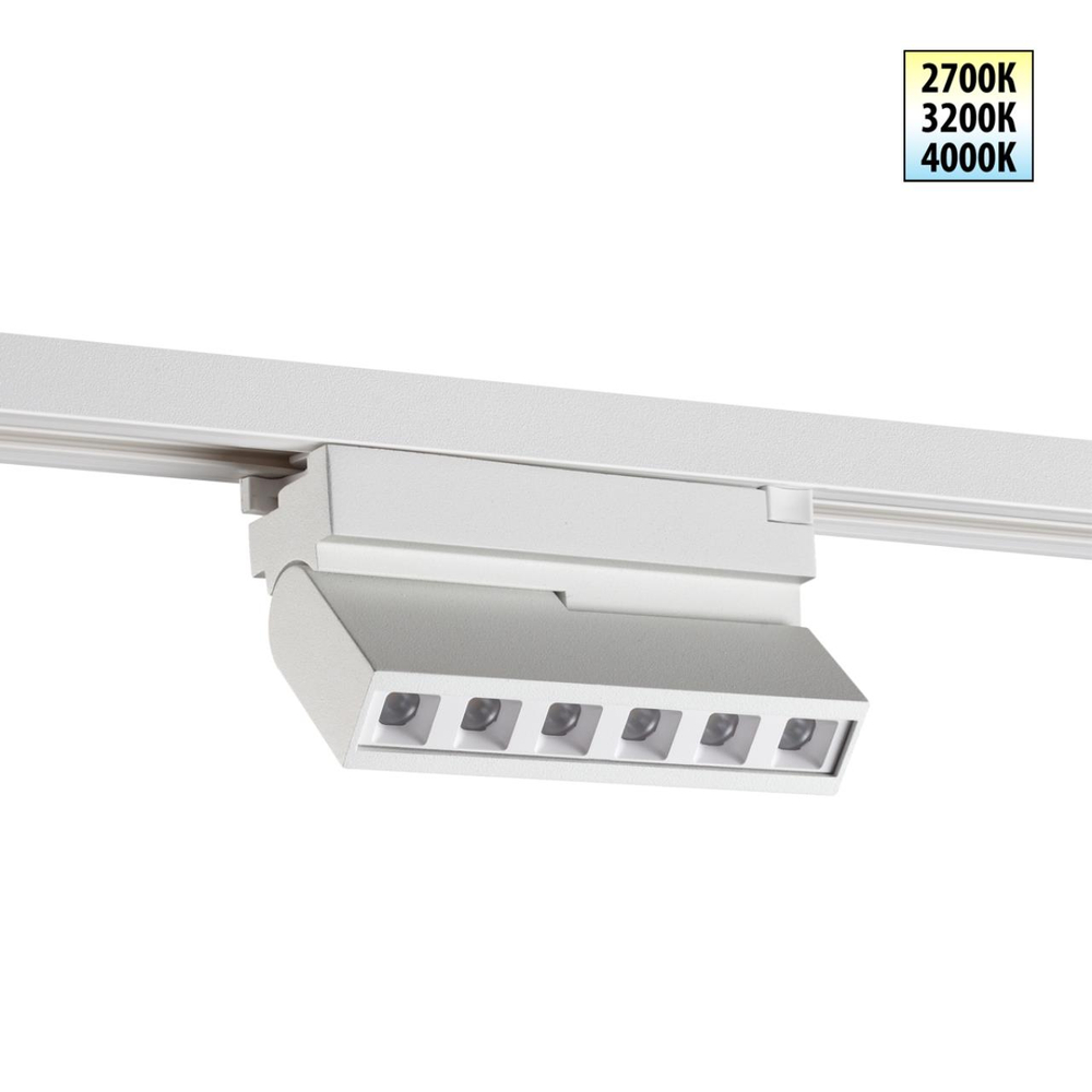 359738 PORT NT25 240 белый Однофазный двухжильный трековый светодиодный светильник с переключ. цв. температуры IP20 LED 6W 180-265V 2700К/3200К/4000К EOS