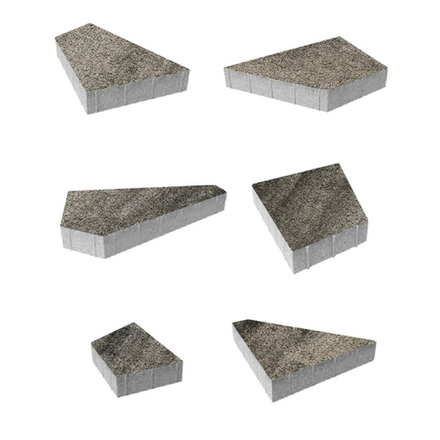 Тротуарная плитка ОРИГАМИ - Листопад гранит Антрацит, комплект из 6 видов плит