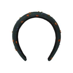 Зеленый ободок с цветочным принтом