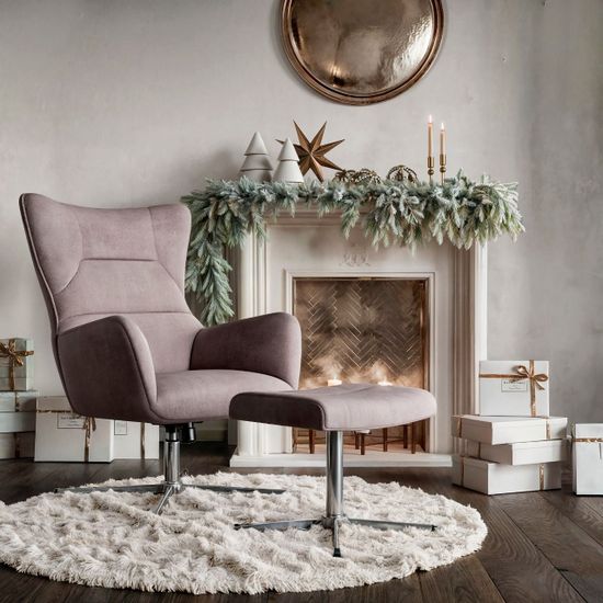 Кресло качалка с вращением и оттоманкой ANDREA цвет серый