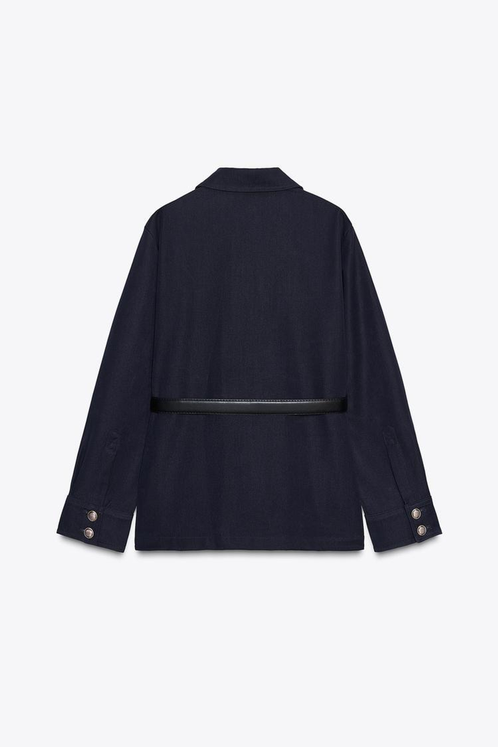 ZARA КУРТКА С ПОЯСОМ И НАКЛАДНЫМИ КАРМАНАМИ, МОРСКОЙ СИНИЙ