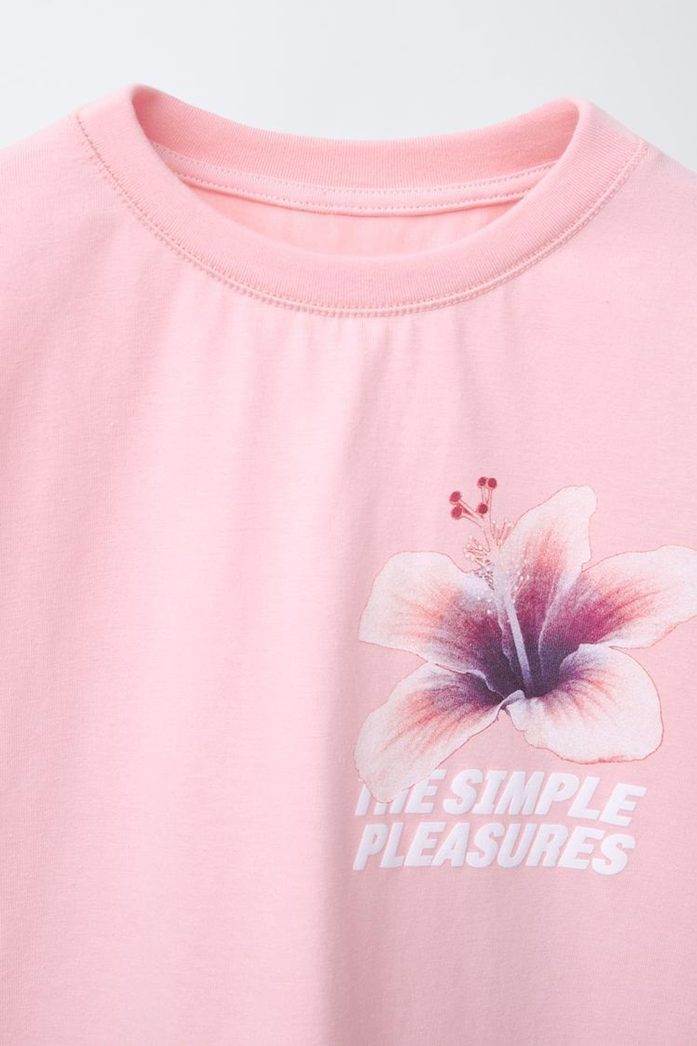 ZARA ФУТБОЛКА ИЗ ТКАНИ С ПРИНТОМ, РОЗОВЫЙ