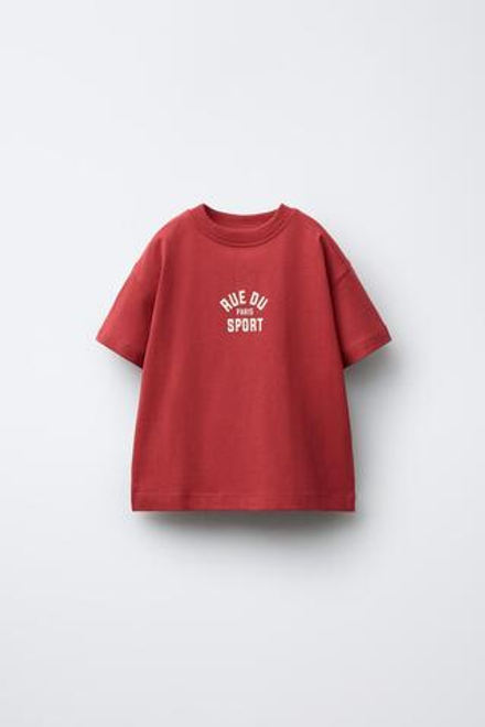 ZARA ФУТБОЛКА С НАДПИСЬЮ, КРАСНЫЙ