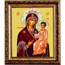 Избавительница от бед страждущих. Икона Божьей Матери на холсте.