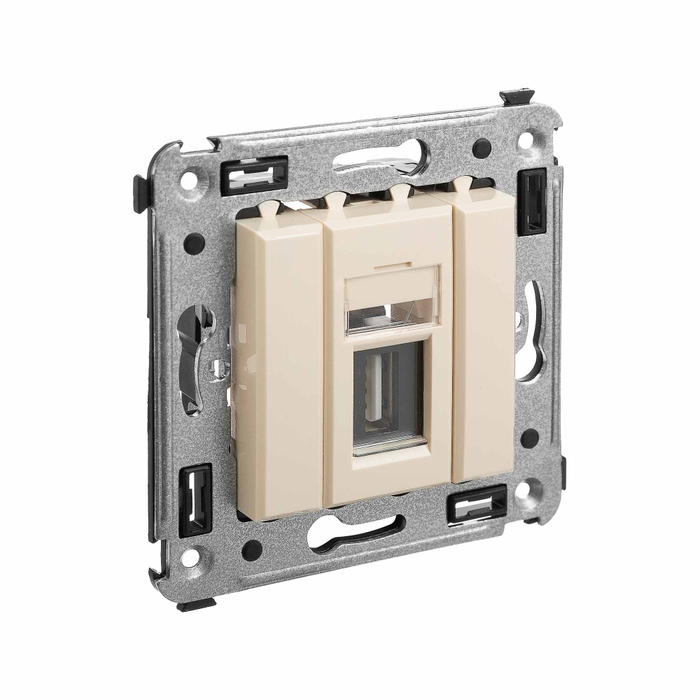 USB 2.0 розетка одинарная в стену, тип А-А, "Avanti", "Ванильная дымка"