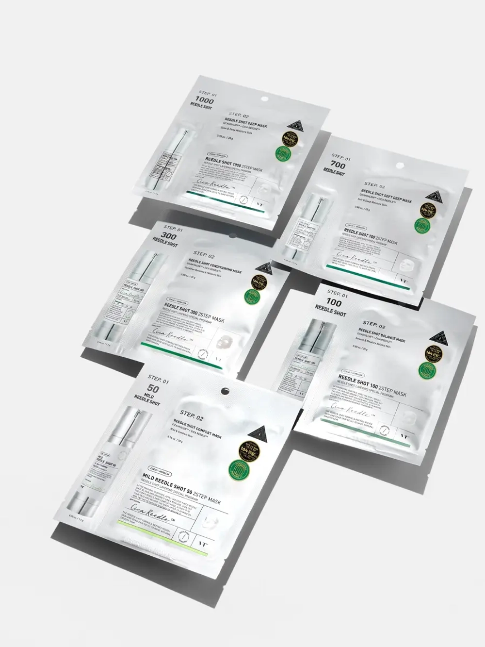 VT Cosmetics Двухступенчатая тканевая маска с микроиглами для глубокого восстановления и выравнивания тона Cica Reedle Shot 100 2Step Mask 1.5+25 гр