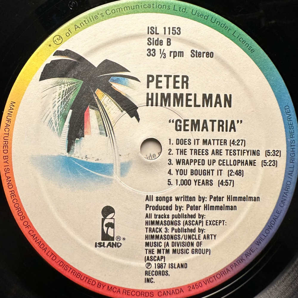 Peter Himmelman - Gematria (Canada 1987г.)