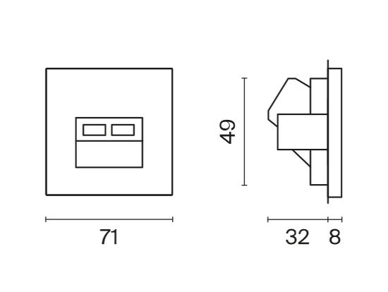 Розетка компьютерная встраиваемая VOLTUM S70 двойная RJ45+RJ45 кат.6, (сталь)