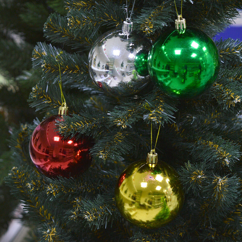 Шар новогодний 4шт 8см глянцевый, цвет микс