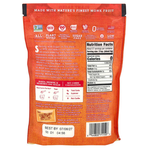 In the Raw, Monk Fruit In The Raw®, нулевой подсластитель, 454 г (16 унций)