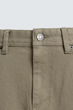 ZARA БРЮКИ STRAIGHT FIT, СВЕТЛЫЙ ХАКИ