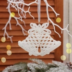 Подвеска «Колокольчики ажурные» 10 см, белый блеск