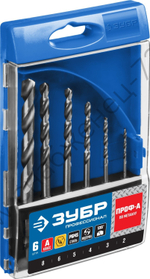 ЗУБР ПРОФ-А 6шт(2-8мм), Набор сверл по металлу с шестигранным хвостовиком, сталь Р6М5, класс А