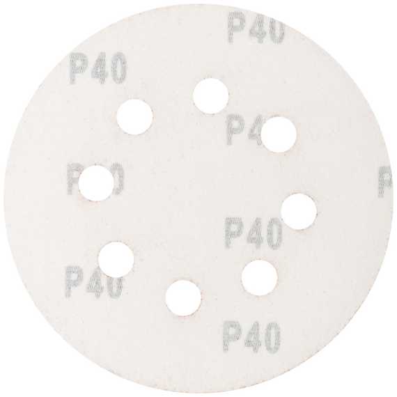 Круг шлифовальный, 5 шт, 125 мм, P40, 8 отв. MOS 39832М