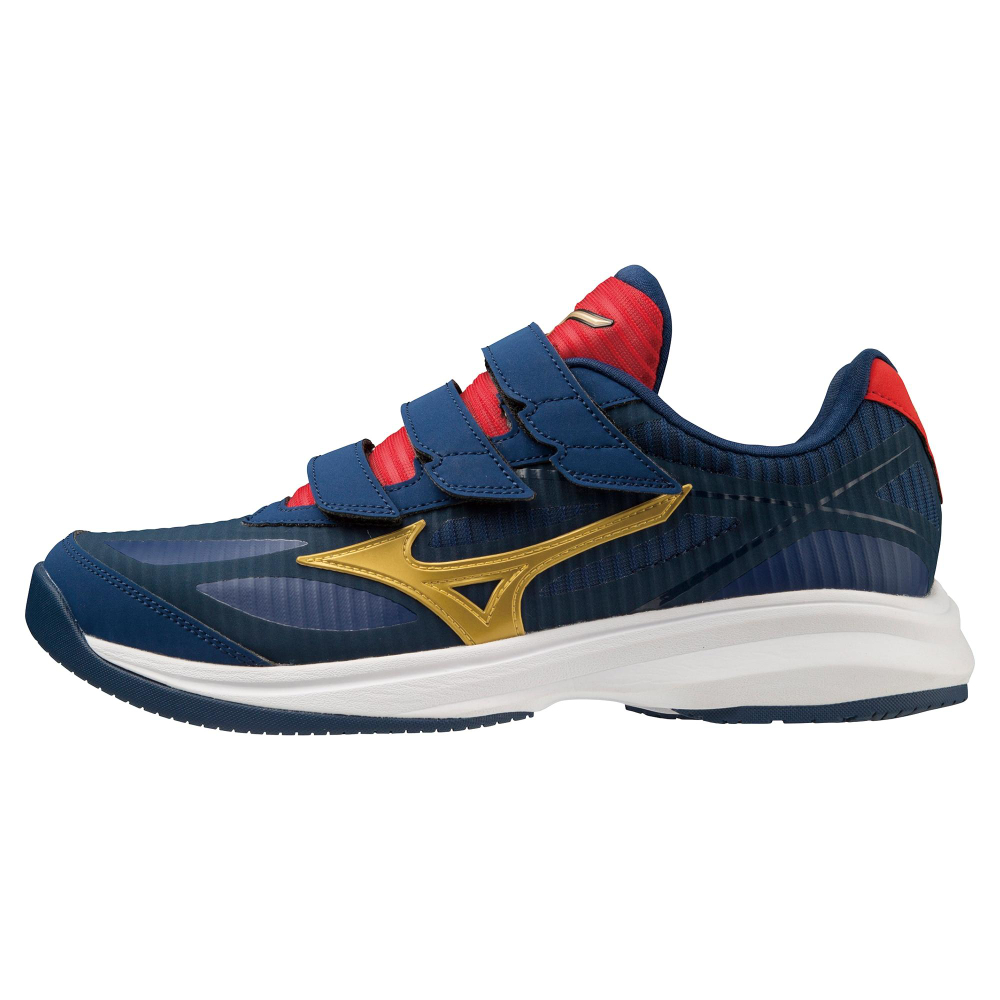 Mizuno Wave Light Revolution Elite Low Top Upper Height Baseball Shoes Unisex Blue Gold Color