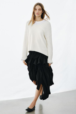 ZARA ЮБКА АСИММЕТРИЧНОГО КРОЯ — ZW COLLECTION, ЧЕРНЫЙ