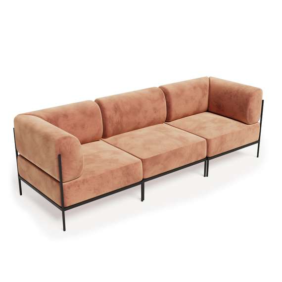 Rio Диван трёхместный РСЕ-06 Velvet Lux 14/Металл Черный 2430*810*770