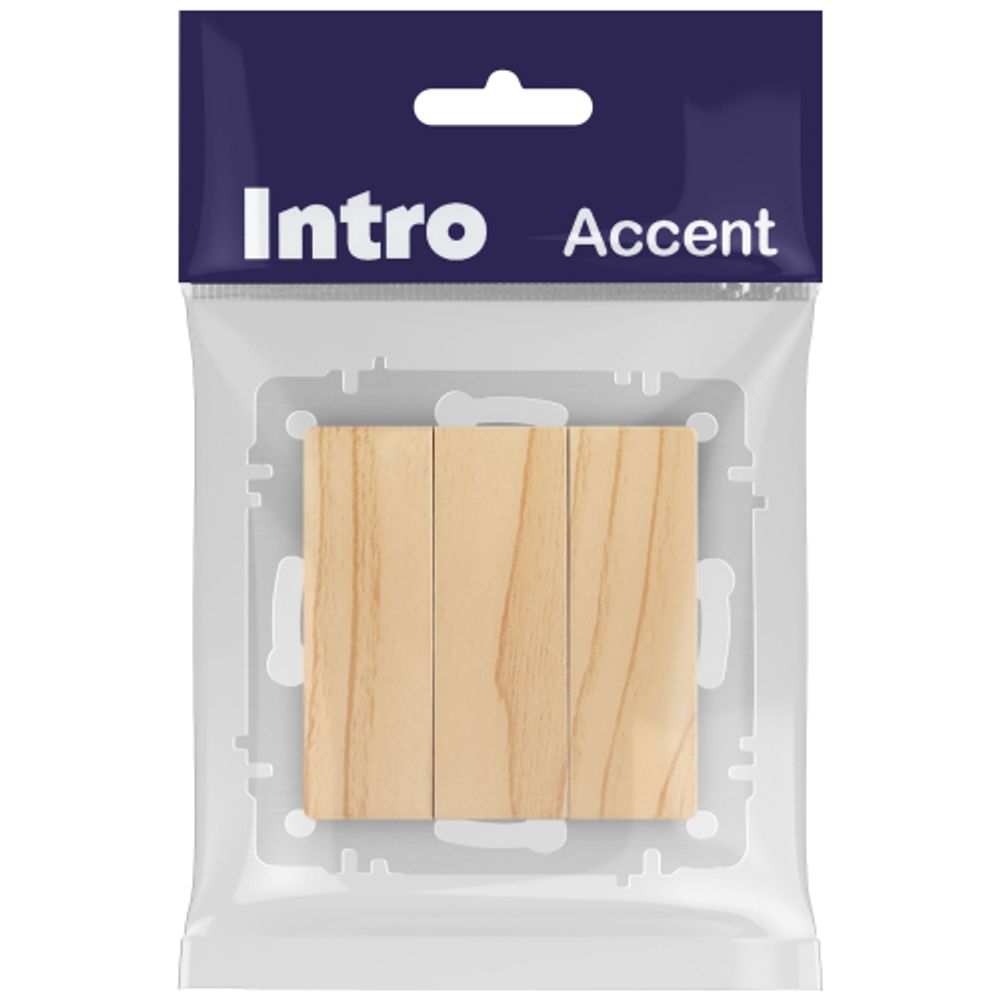Выключатель Intro Accent 6-106-11 тройной, 10А-250В, IP20, СУ, AL/CU, сосна | Intro