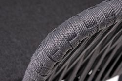 "Бордо" стул плетеный из роупа, каркас алюминий темно-серый (RAL7024) муар, роуп серый 15мм, ткань темно-серая 027