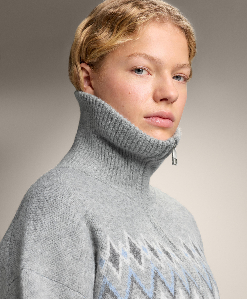 Oysho Жакет из жаккардового трикотажа с 10% шерстью, серый меланж