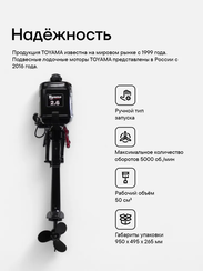 Лодочный мотор TOYAMA TM2.6TS 2.6 л.с. двухтактный