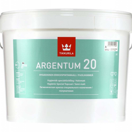 Краска антимикробная Argentum-20 (Аргентум-20) TIKKURILA 2,7л белый (база А)