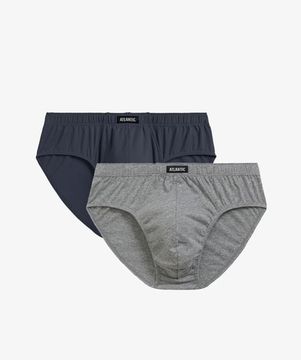 Мужские трусы (2шт) слипы классика Atlantic 2RMP-006, графитовый + серый меланж
