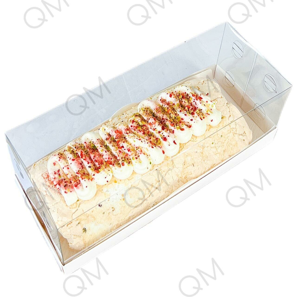 Коробка для рулета ПРЕМИУМ с пластиковой крышкой 300х120х120 мм (белая), 50шт