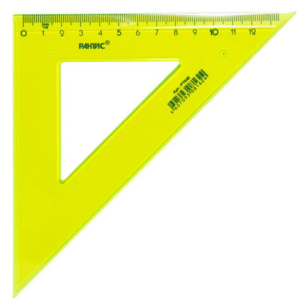 Угольник пласт. 14см 45гр. прозр. цветной