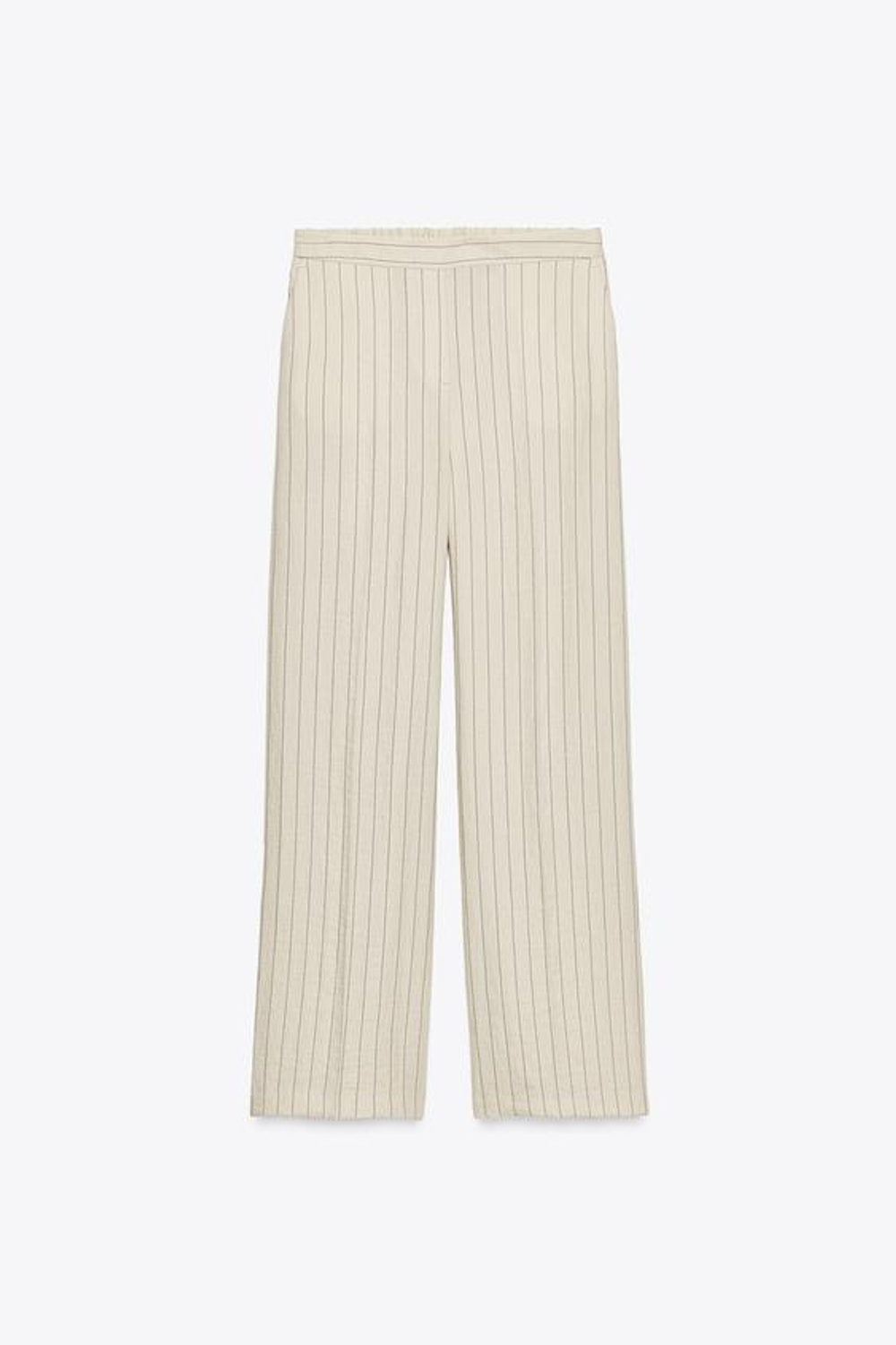 ZARA ПРЯМЫЕ БРЮКИ В ПОЛОСКУ, ЭКРЮ / ЧЕРНЫЙ