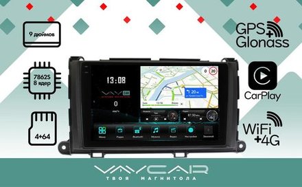 Магнитола для Toyota Sienna 2010-2014 - Vaycar VA77-1887-2K на Android 13, 8-ядер, 2K QLED, ТОП процессор, CarPlay,4G SIM-слот