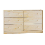 Dipriz Широкий деревянный комод Раст 6 ящиков, из сосны в натуральной отделке, с органайзерами для вещей